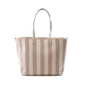 Fendi Roll Tote Bag Canvas Leather Beige